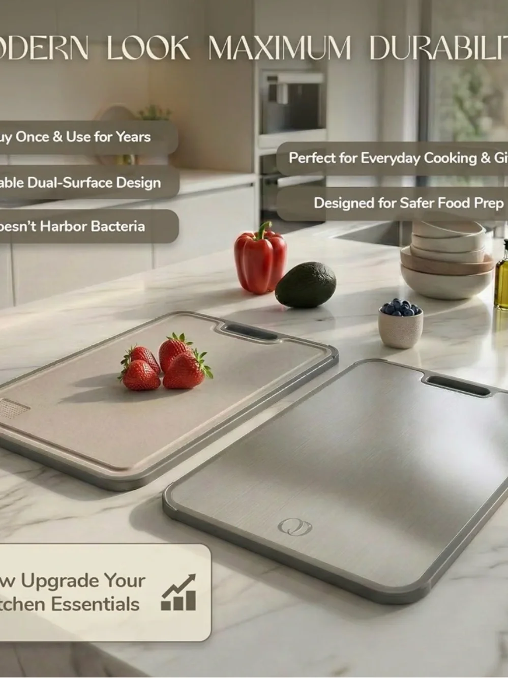 Titanium Cutting Board Double-Sided 2-in-1 (99.9% Titanium 15